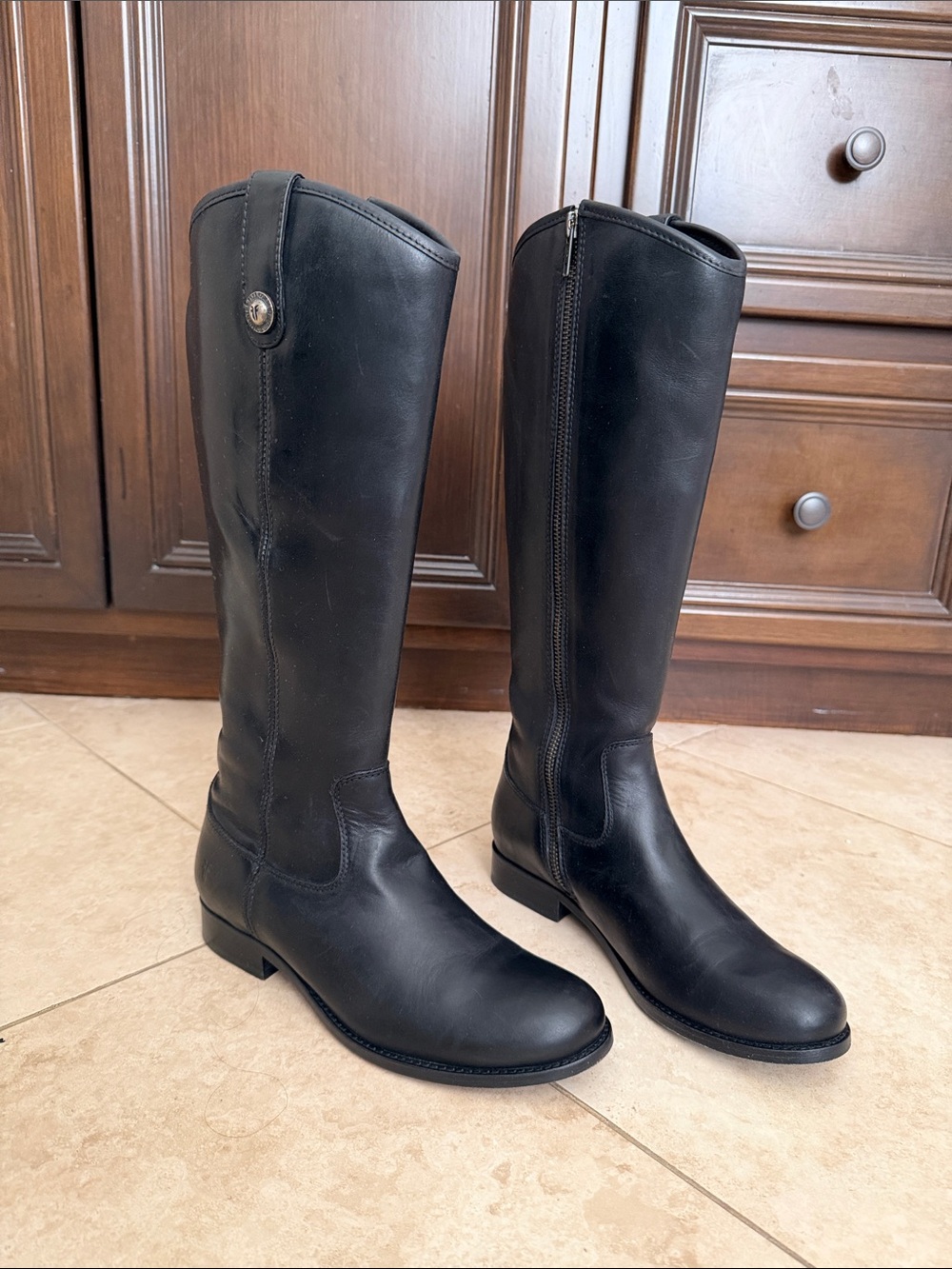 Frye Melissa Boots in Black Leather